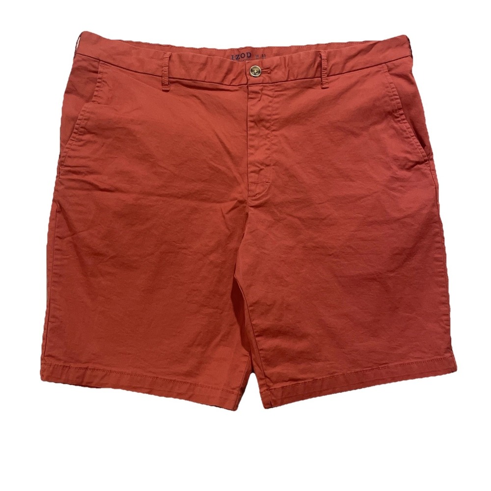 Izod Saltwater STRETCH 38x9.5 Burnt RED Classic Cotton Shorts Mens EUC Fast Ship